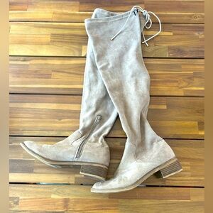 Aldo Taupe Suede Over-the-Knee Boots with Back Tie